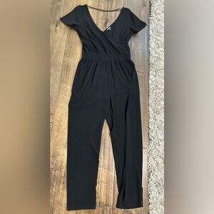 Express Black V-Neck Jumpsuit with Tapered Legs